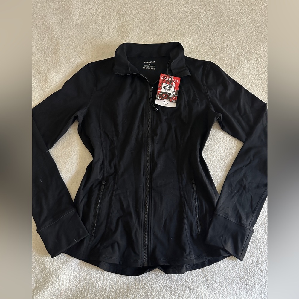 Black Workout Jackets with Pockets and thumb holes Athletic Slim Fit